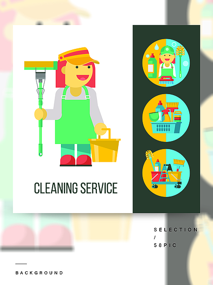 家政清洁工手拿清洁篮 专业与细致的象征